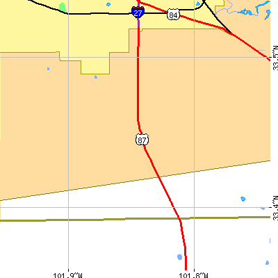 Zip code 79423 close-up map