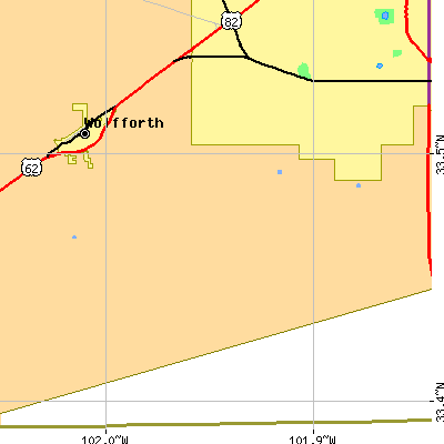 Zip code 79424 close-up map