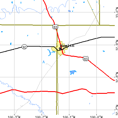 Zip code 79520 close-up map