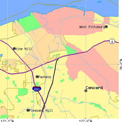 Zip code 94520 close-up map