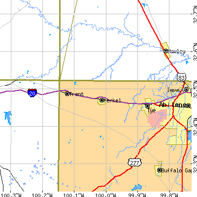 Zip code 79536 close-up map