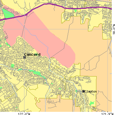 Zip code 94521 close-up map