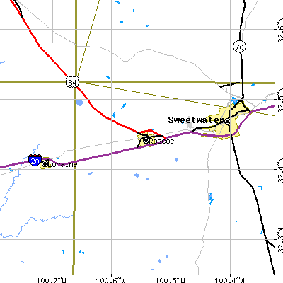 Zip code 79545 close-up map