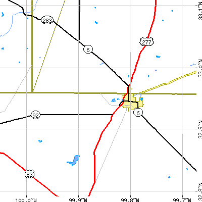 Zip code 79553 close-up map