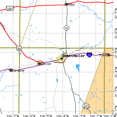 Zip code 79556 close-up map