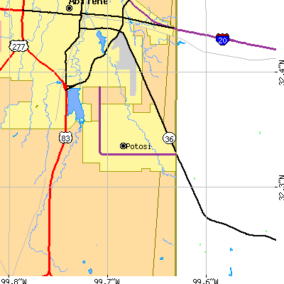 Zip code 79602 close-up map