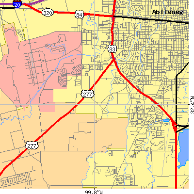 Zip code 79605 close-up map