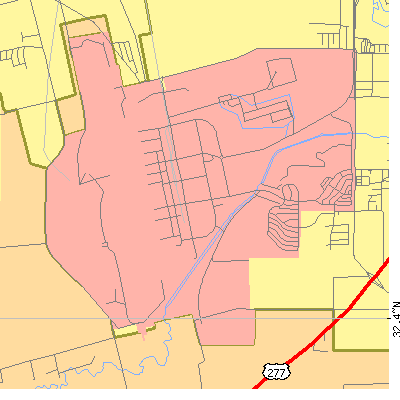 Zip code 79607 close-up map