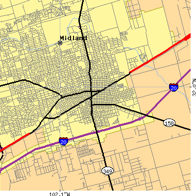 Zip code 79701 close-up map