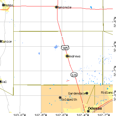 Zip code 79714 close-up map