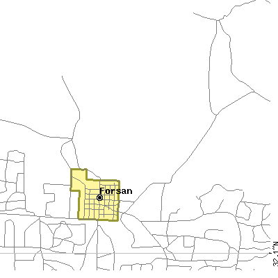 Zip code 79733 close-up map