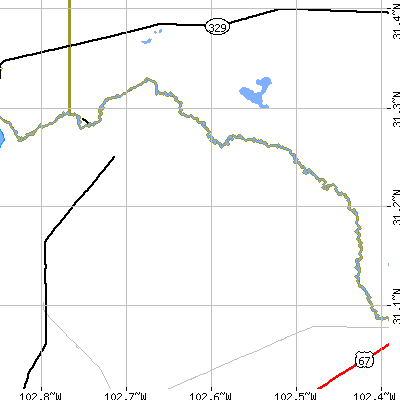 Zip code 79743 close-up map