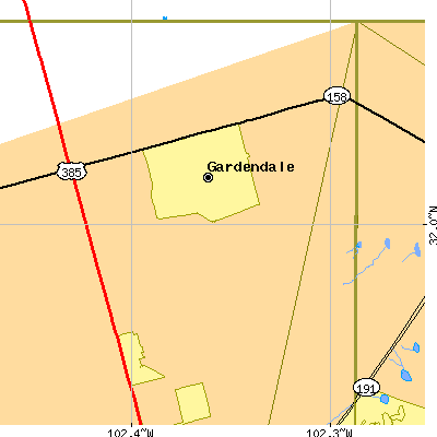 Zip code 79758 close-up map