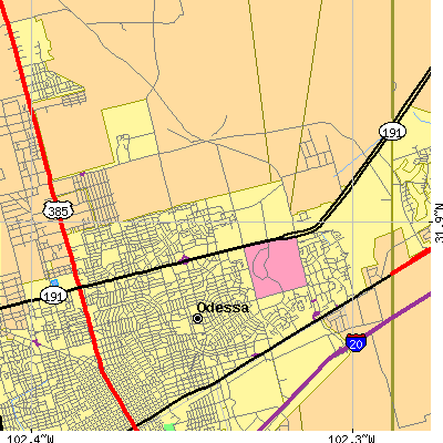 Zip code 79762 close-up map