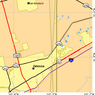 Zip code 79765 close-up map