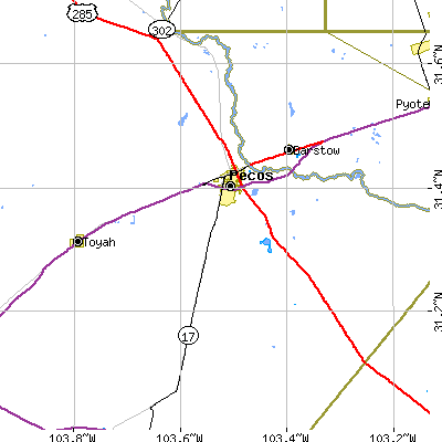 Zip code 79772 close-up map