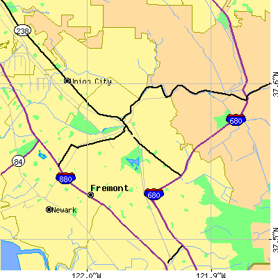 Zip code 94536 close-up map