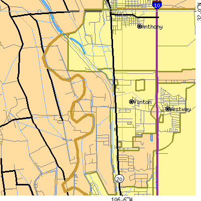 Zip code 79821 close-up map