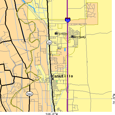 Zip code 79835 close-up map