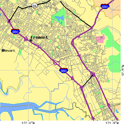 Zip code 94538 close-up map