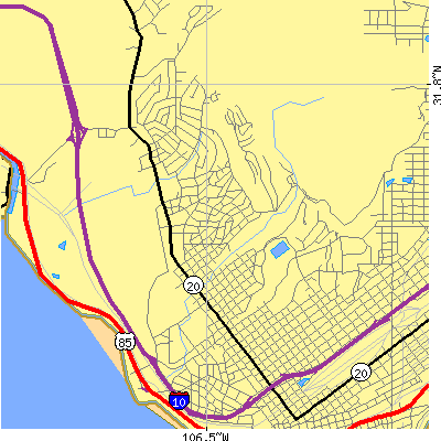 Zip code 79902 close-up map