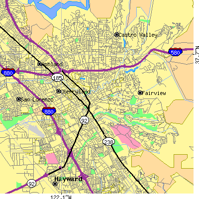 Zip code 94541 close-up map