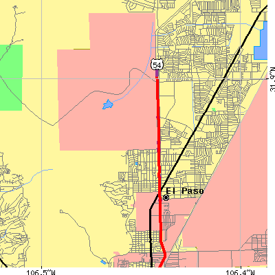 Zip code 79904 close-up map