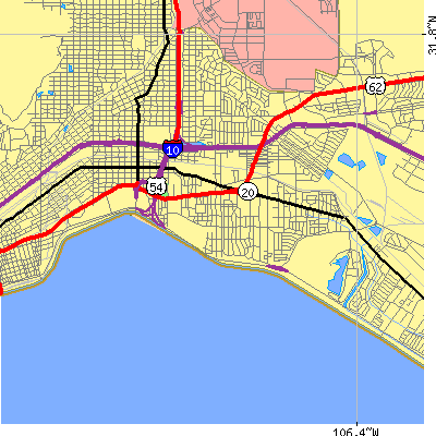 Zip code 79905 close-up map