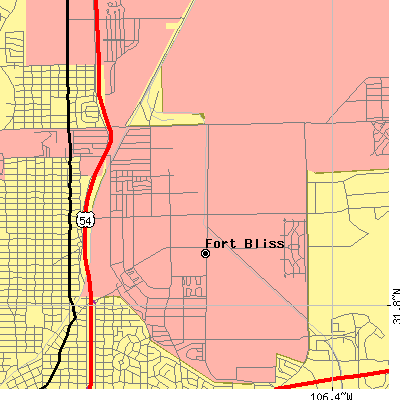 Zip code 79906 close-up map