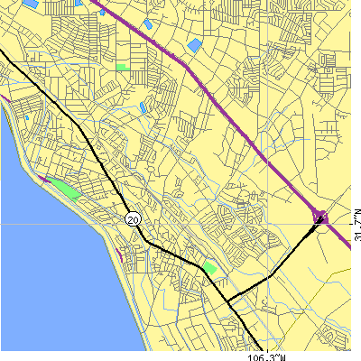 Zip code 79907 close-up map