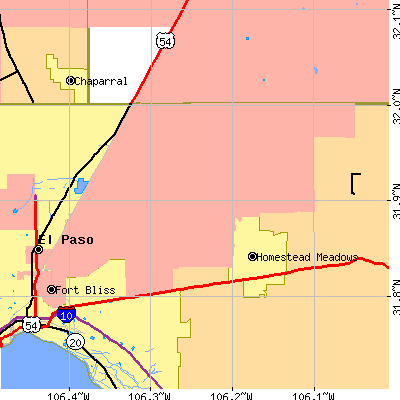 Zip code 79908 close-up map