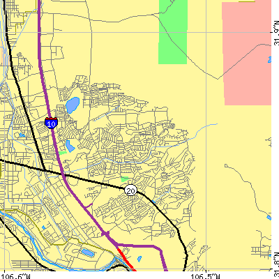 Zip code 79912 close-up map