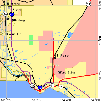 Zip code 79935 close-up map