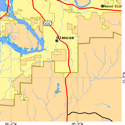 Zip code 35905 close-up map