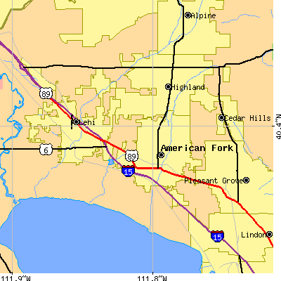 Zip code 84003 close-up map