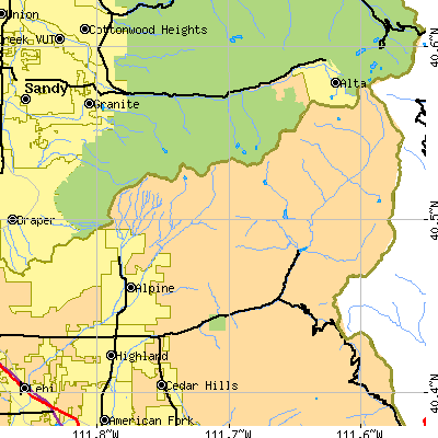 Zip code 84004 close-up map