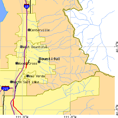 Zip code 84010 close-up map