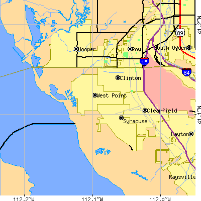 Zip code 84015 close-up map