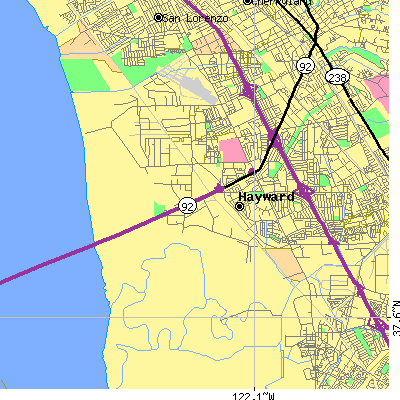 Zip code 94545 close-up map