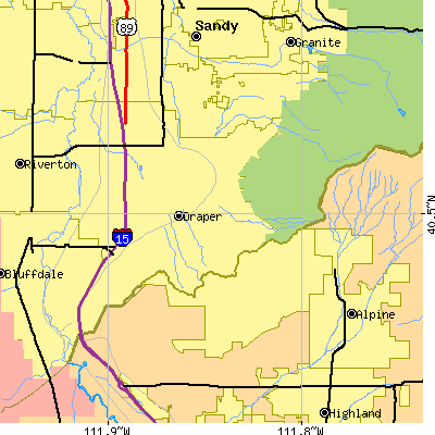 Zip code 84020 close-up map