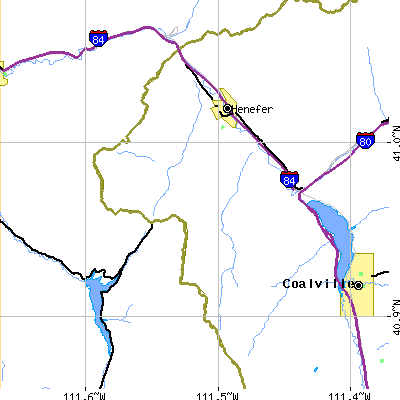 Zip code 84033 close-up map