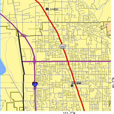 Zip code 84057 close-up map