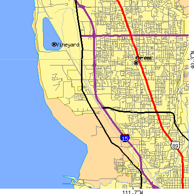 Zip code 84058 close-up map