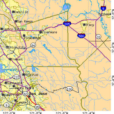 Zip code 94550 close-up map