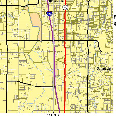 Zip code 84070 close-up map