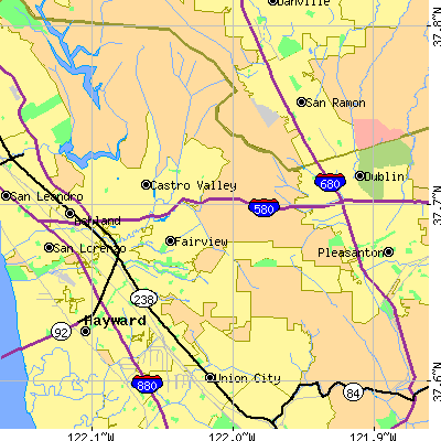 Zip code 94552 close-up map