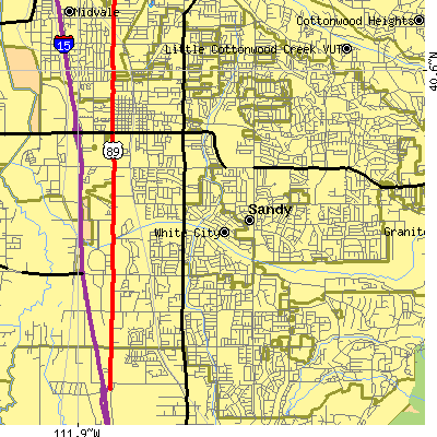 Zip code 84094 close-up map