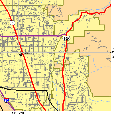 Zip code 84097 close-up map