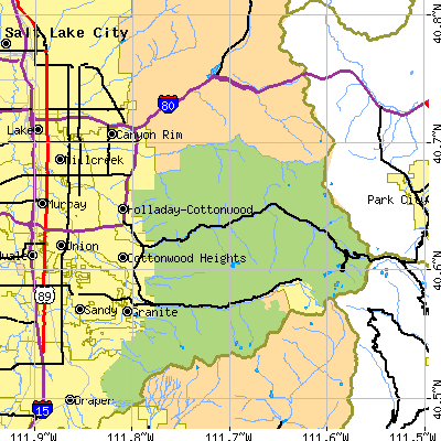Zip code 84121 close-up map