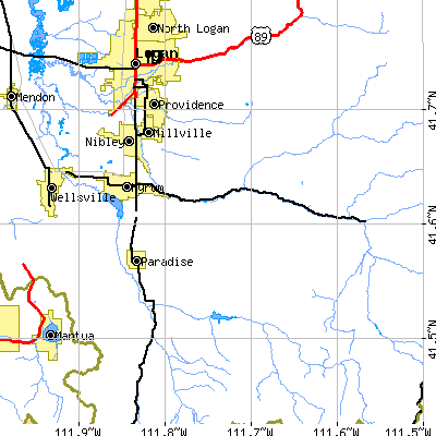 Zip code 84319 close-up map